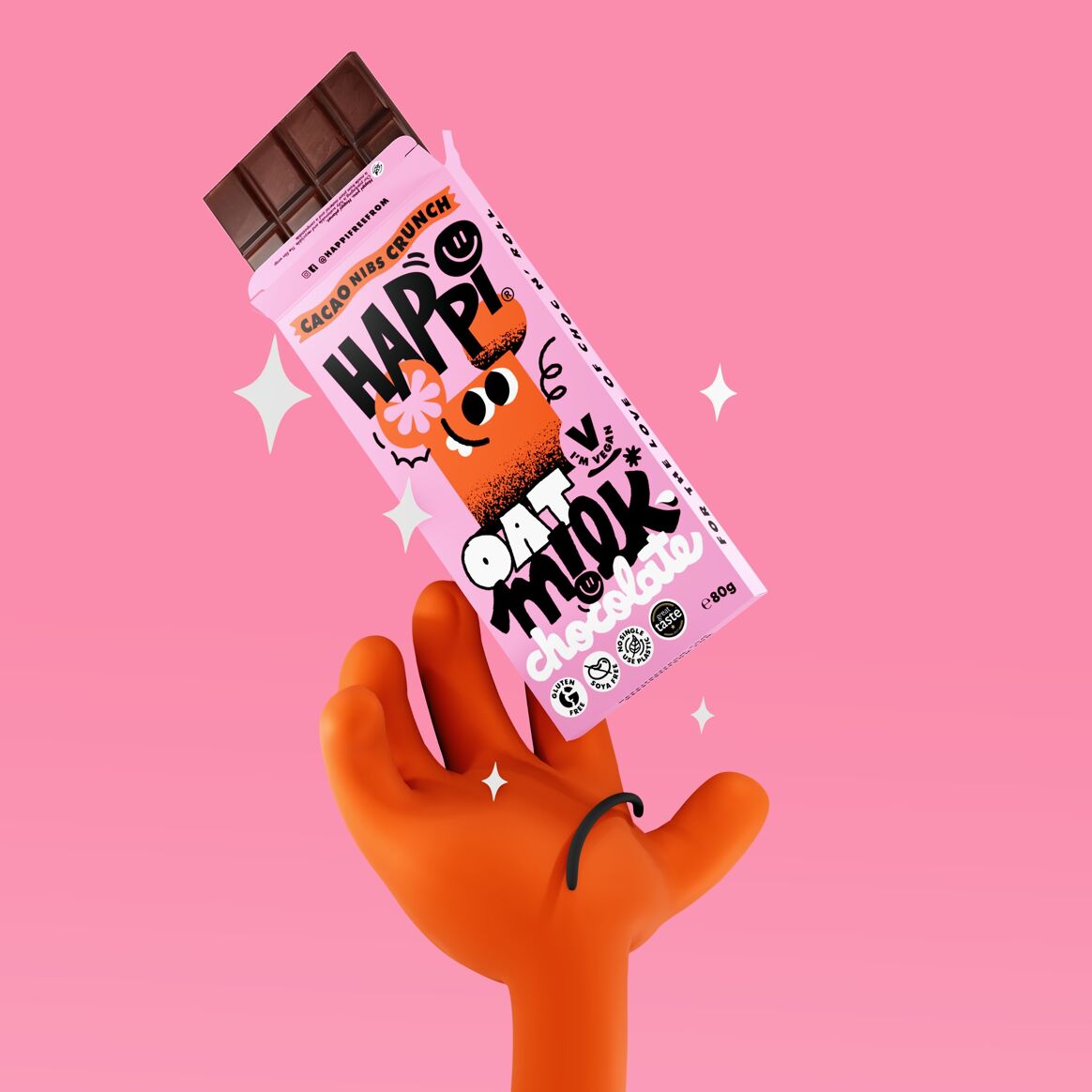 Cacao Nibs Crunch Happi Vegan Oat M!lk Chocolate Bar - 80g