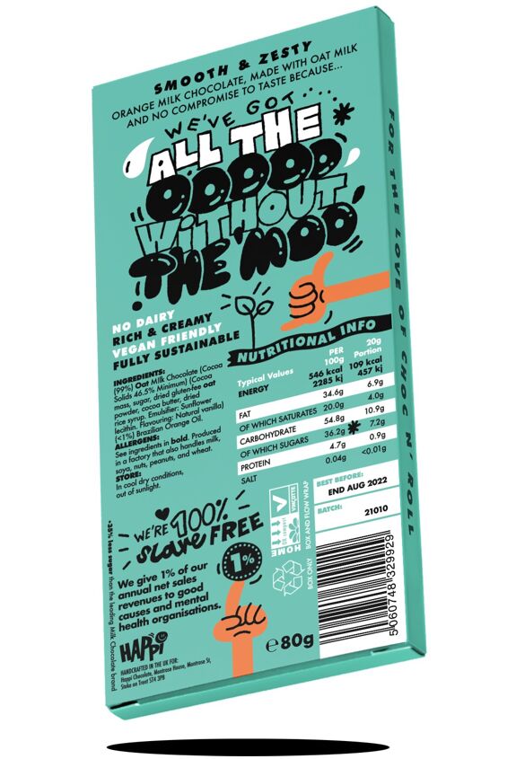 Orange Happi Vegan Oat M!lk Chocolate Bar - 80g