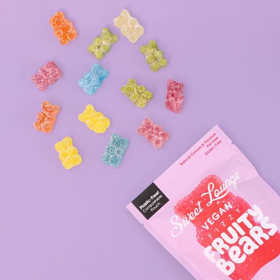 Fizzy Vegan Assorted Fruity Bears (Plastic-Free) 130g Share Bag